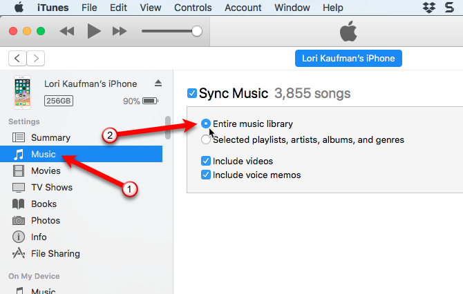 iTunes synkroniserar musikbibliotek