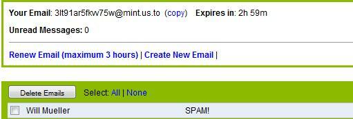 mintemail - tillfällig e-posttjänst