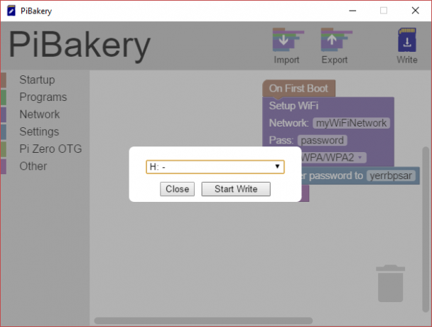 MakeUseOf Linux PiBakery Skriv till SD-kort