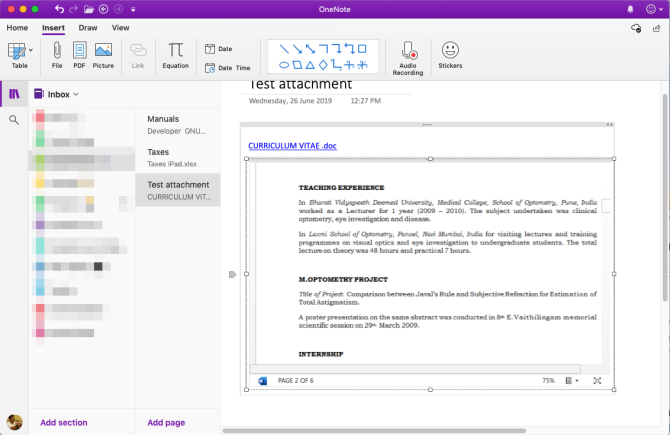 bifoga en word-fil i OneNote