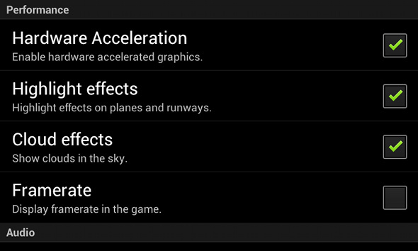 Kontrollera himmel och landplan på ett säkert sätt med inställningar för luftkontroll [Android 1.6+]