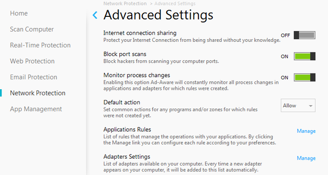 26 Ad-Aware Pro Security - Nätverksskydd - Avancerade inställningar