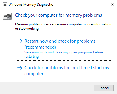 Windows Diagnostic Memory kontrollerar datorn efter minnesproblem