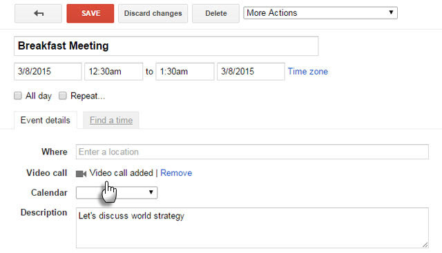Lägg till videosamtal i Google Kalender