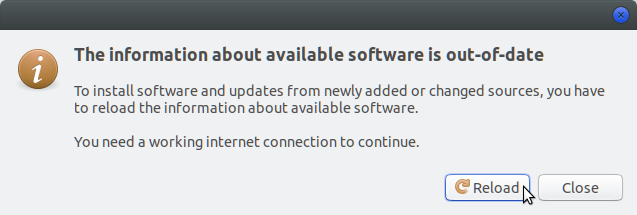 Ladda om information om tillgänglig programvara i Ubuntu 17.10