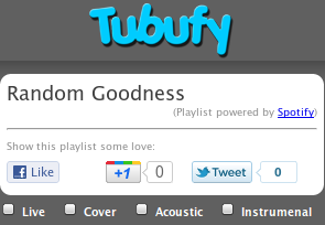 Tubufy - Turn Your Spotify, MOG & Last.fm Spellistor till musikvideokanaler playlisttitleshares