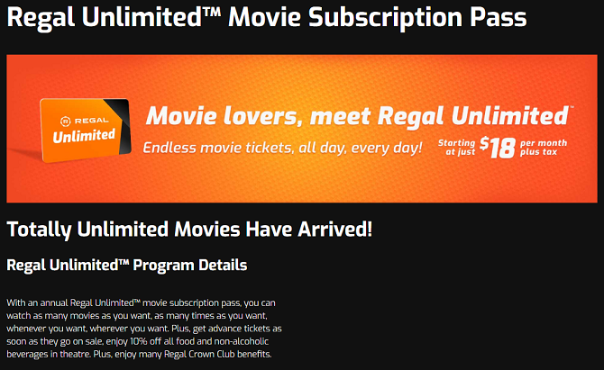 MoviePass-alternativ - Regal Unlimited