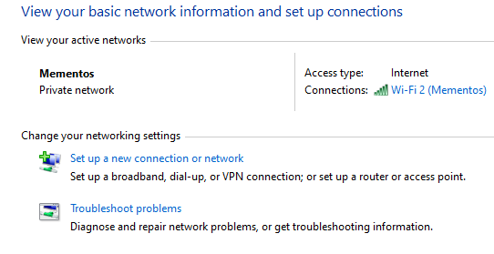 Kontrollpanelen för Windows nätverksalternativ