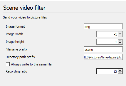 time-lapse video vlc-inställningar