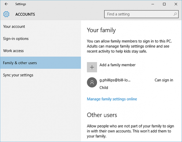 Windows 10-familjekonto