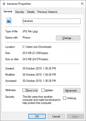 Windows 10 filegenskaper