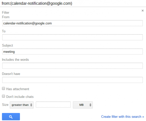 Gmail-filter från Google Kalender