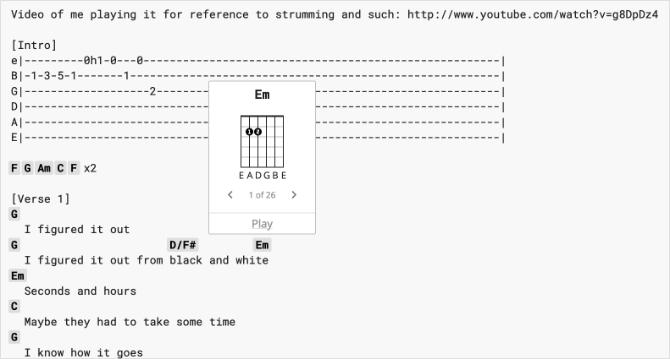 Ultimate Guitar-webbplats med dig och jag Guitar Chords