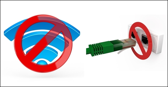 5 frånkopplad Ethernet-kabel och X via WiFi