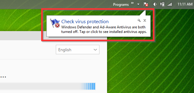 8 Ad-Aware Pro Security Installation - Windows Virus Protection Balloon