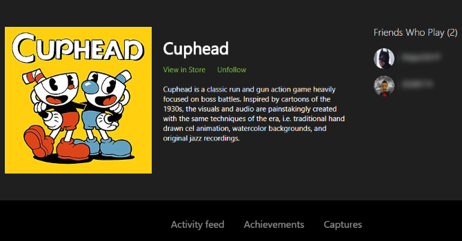 Så här visar du en lista över alla Xbox-spel som du äger Cuphead Xbox-spel-sida