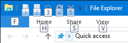 Kortkommandon för Windows 10 File Explorer