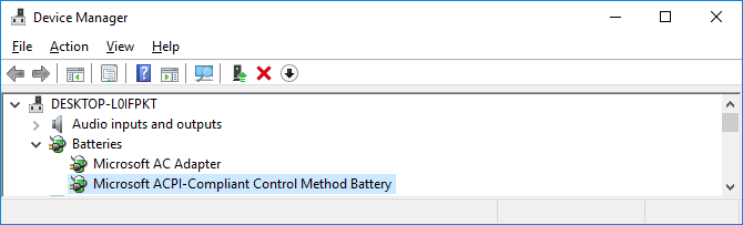 Windows 10 Device Manager-batteridrivrutiner