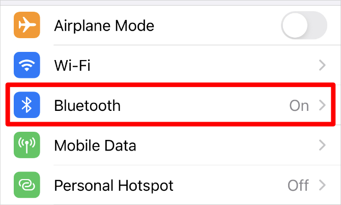 Bluetooth-alternativ i iPhone-inställningar