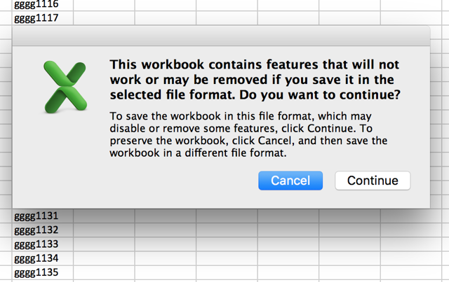 excel-export varning