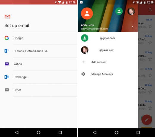 Android Gmail Lägg till andra postkonton