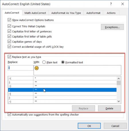 AutoCorrect Byt ut Windows