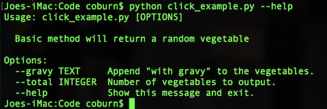 Python Click hjälpskärm