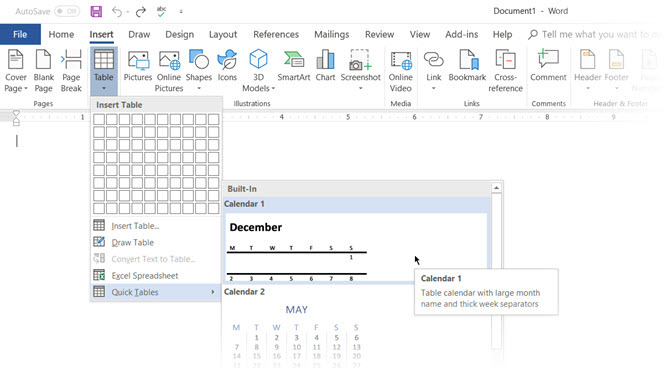 Microsoft Word-infoga tabell