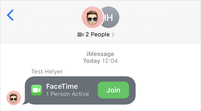 FaceTime aktivt samtal i appen Meddelanden