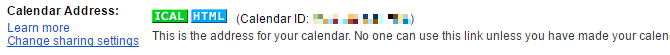 Hur man integrerar Google Kalender i Thunderbird Google Calendar ICAL-adress 670x55