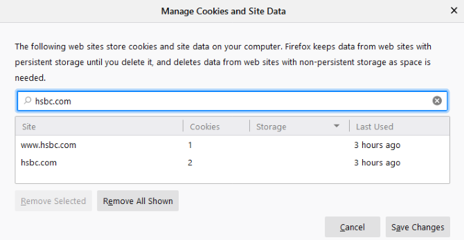 Firefox hanterar cookies