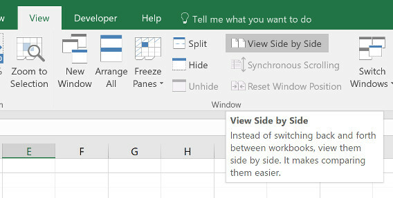 hur man jämför två excel-ark sida vid sida