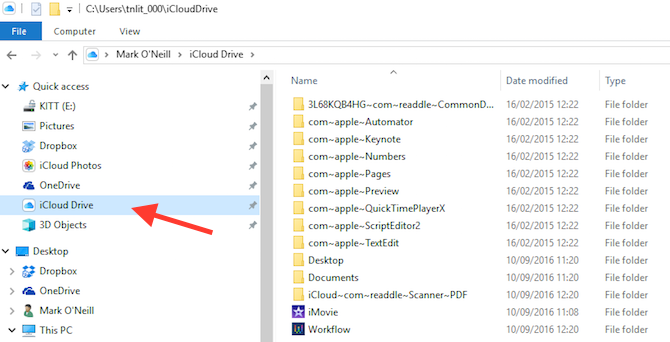 iCloud Kontrollpanel i Windows File Explorer-skärmbild