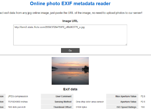 extrahera exif-data online