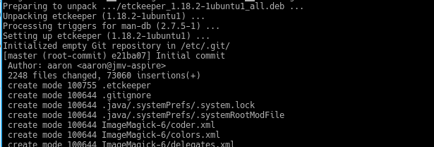 optimera backup etckeeper init