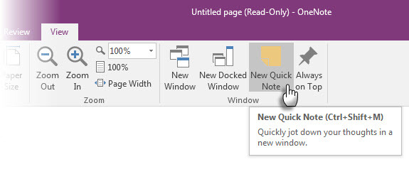 Microsoft OneNote - Ny snabbanteckning