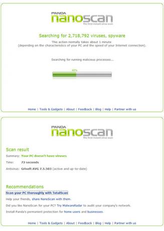 NanoScan - snabbaste online-virusscanner