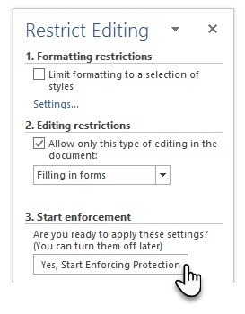 Skapa en fyllbar form i Word 2016 & Insamla data på det enkla sättet Begränsa redigering