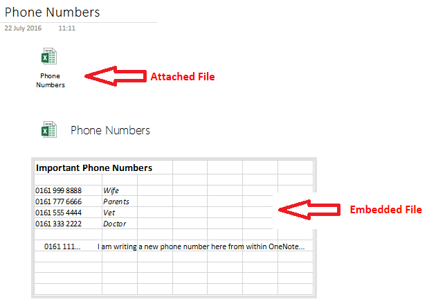 Embed-excel-onenote-exempel