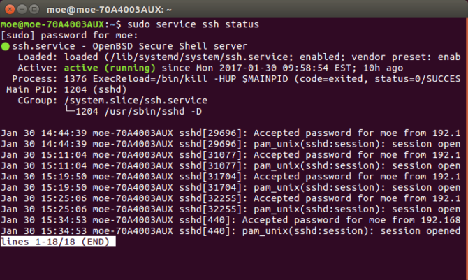 SSH-Status-running