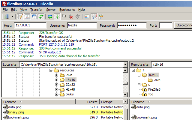 Detta är en skärmdump av ett av de bästa Windows FTP-programmen. Det heter FileZilla