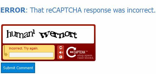 recaptcha bädda in svaret på sidan