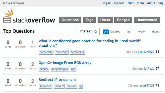 10 webbplatser geeks av alla ränder bör bokmärke StackOverflow hemsida