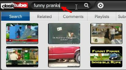 Sök på YouTube-videor från ett skrivbord med Desktube TV-skrivbord4