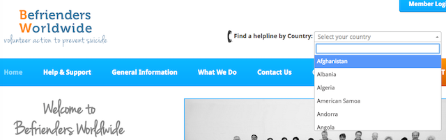 självmord förhindrande Befrienders-världsomspännande