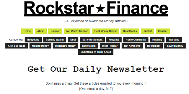 Rockstar Finance Nyhetsbrev Signup Screenshot