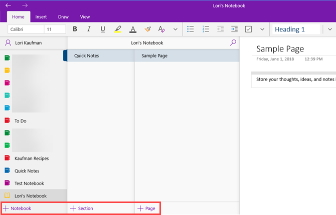 OneNote organisation