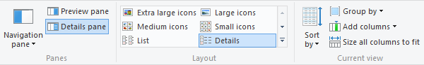 Windows 10 File Explorer View Menu