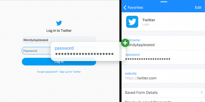 1Password iOS 11 Dra och släpp
