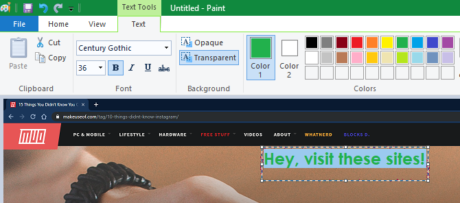 Microsoft Paint Lägg till textbox